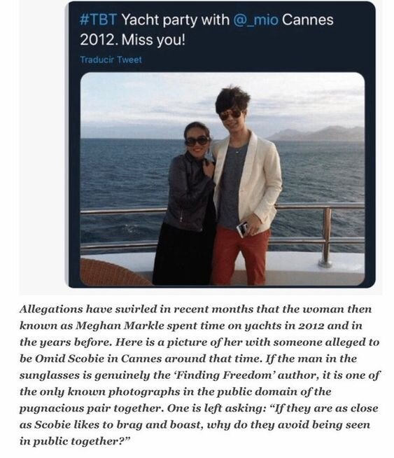 Омид Скоби и ММ. Вечеринки на яхте в 2012 году в Каннах. В то время маленькая мисс Невинность развлекалась в Каннах, хотя все еще была замужем за Тревором Энгельсоном.quora.com 