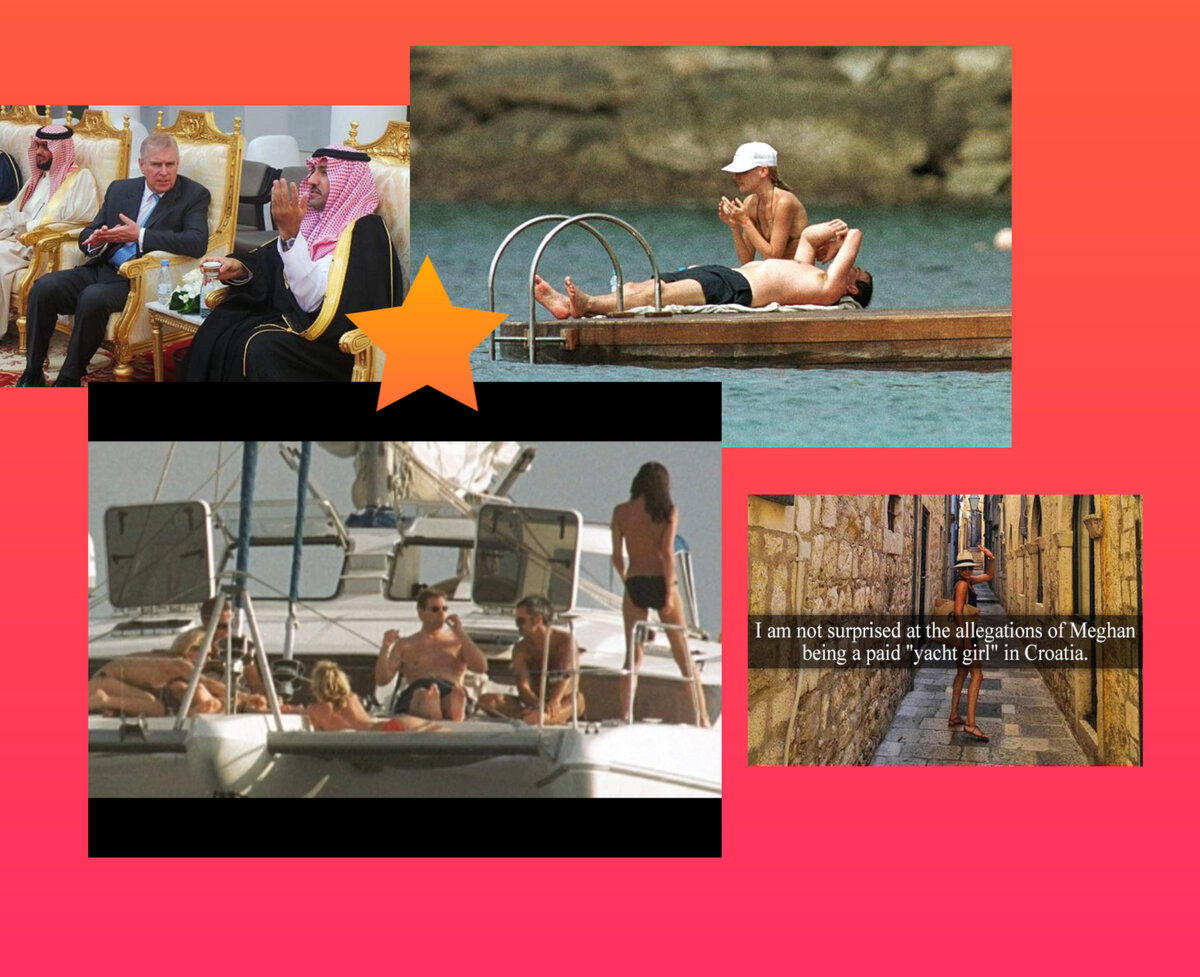 принц Эндрю  с принцем Мохамадом, Эндрю и Маркус с девушками на яхте, Меган в Хорватии  после Недели яхт в 2016