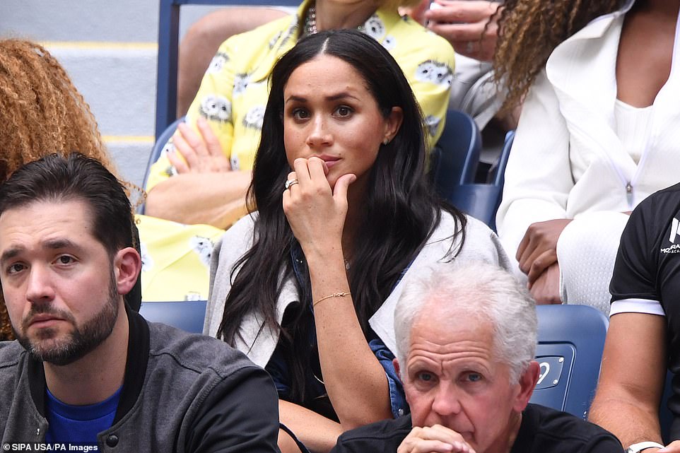 Markle and Ohanian look on with concern as WIlliams tried her best to match up against the Canadian