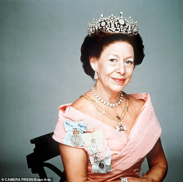 NORMAN BAKER: Although the details of Margaret’s will remain inaccessible to this day, it was eventually estimated that the Queen’s sister had left an estate of some £7.6 million – having previously disposed of £12 million of assets to her family, including her house on the Caribbean island of Mustique, to minimise death duties (Princess Margaret is pictured) NORMAN BAKER: Although the details of Margaret’s will remain inaccessible to this day, it was eventually estimated that the Queen’s sister had left an estate of some £7.6 million – having previously disposed of £12 million of assets to her family, including her house on the Caribbean island of Mustique, to minimise death duties (Princess Margaret is pictured)