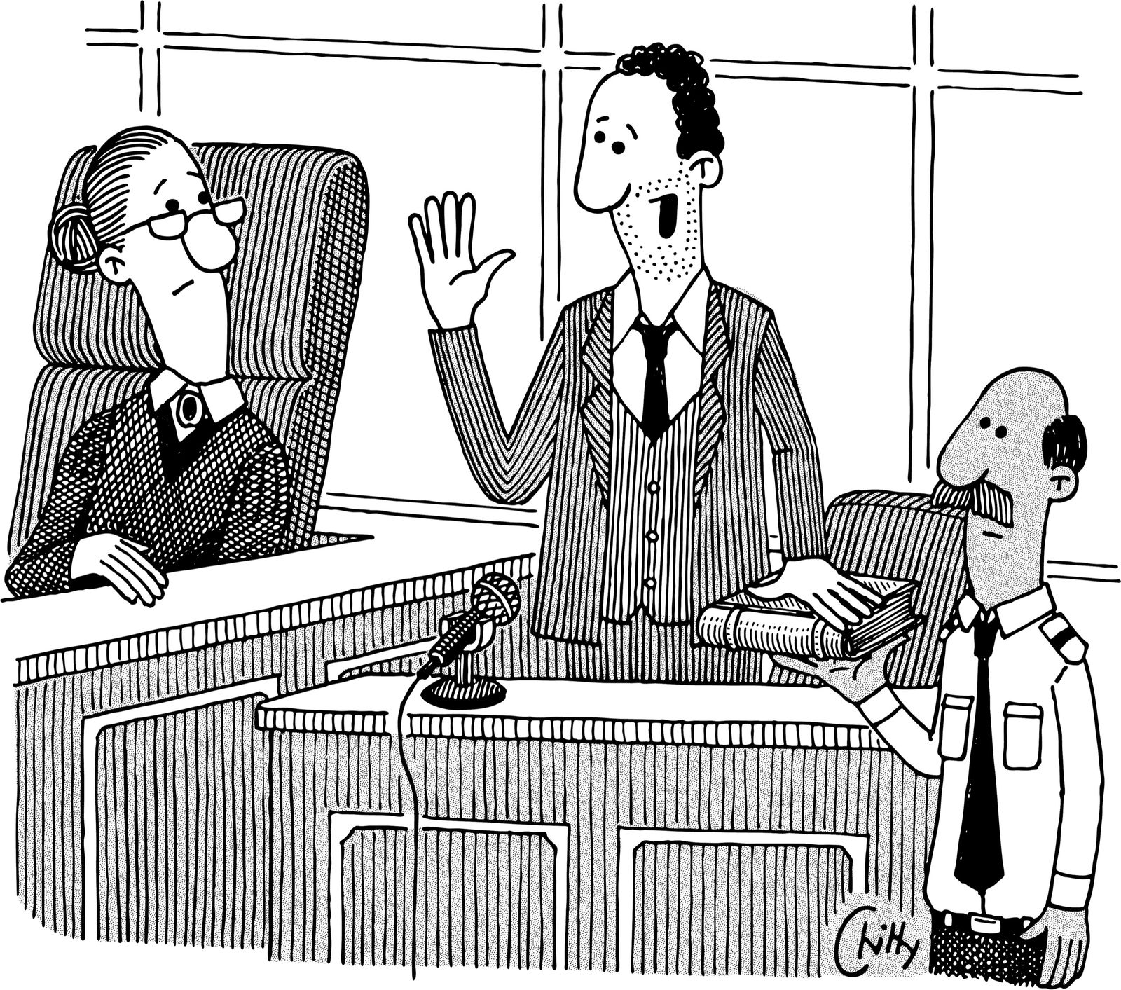 Человек произносит присягу на свидетельской трибуне. Человек произносит присягу на свидетельской трибуне.